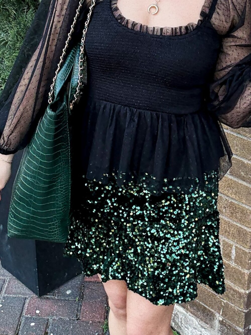 Green Sequin Trumpet Skirt